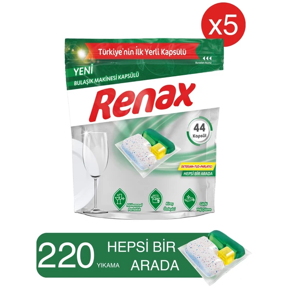 Renax Bulaşık Makinesi Kapsülü Hepsi Bir Arada 220 Li