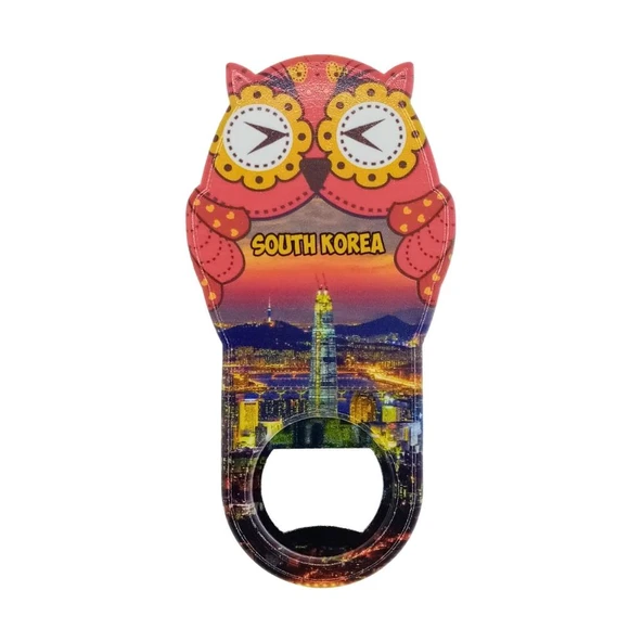 Güney Kore Temalı Baykuş Magnet Kapak Açacak ürün görseli