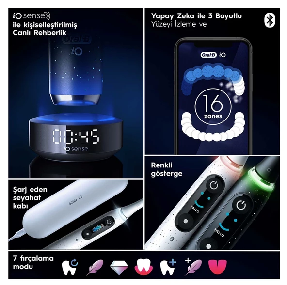 Oral-B iO 10 Stardust Beyaz Şarjlı Diş Fırçası - Resim 4