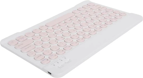 Chuwi Ubook X Pro 13" Uyumlu Kablosuz Bluetooth Şarj Edilebilir Yuvarlak Tuşlu Klavye - Pembe - 4