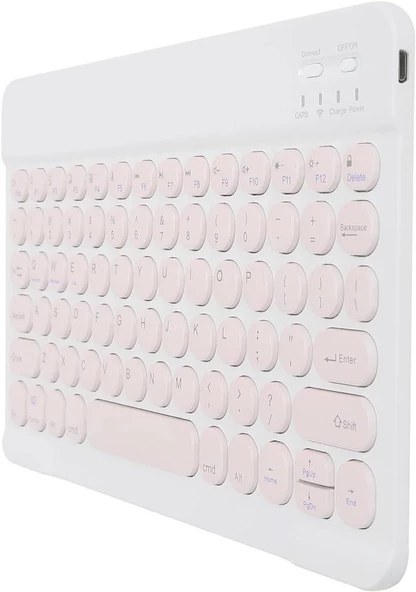 Chuwi Ubook X Pro 13" Uyumlu Kablosuz Bluetooth Şarj Edilebilir Yuvarlak Tuşlu Klavye - Pembe - 9