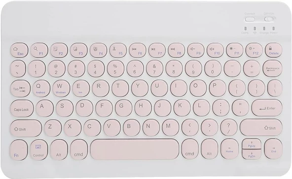 Casper Via S40 10.4" Uyumlu Kablosuz Bluetooth Şarj Edilebilir Yuvarlak Tuşlu Klavye - Pembe