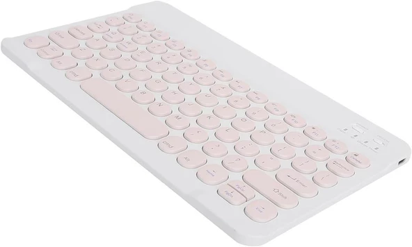 Casper Via S38 Plus 8" Uyumlu Kablosuz Bluetooth Şarj Edilebilir Yuvarlak Tuşlu Klavye - Pembe - Resim 7