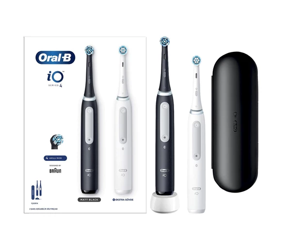 Oral-B iO 4 Şarjlı Diş Fırçası Seti 2'li - Mat Siyah / Beyaz - 2