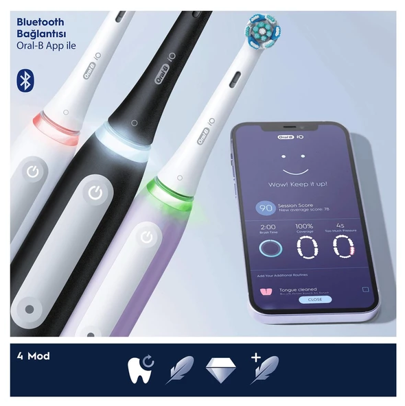 Oral-B iO 4 Şarjlı Diş Fırçası Seti 2'li - Mat Siyah / Beyaz - 3