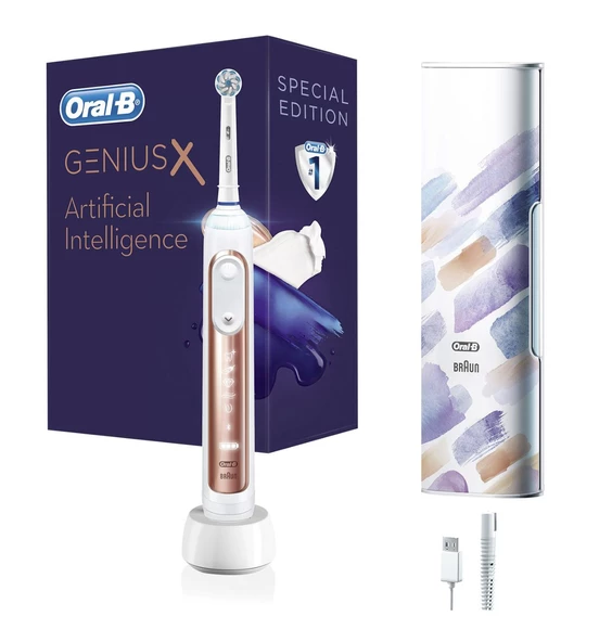 Oral-B Genius X AI Art of Brushing Rose Gold Şarj Edilebilir Diş Fırçası ve Seyahat Kabı - 3
