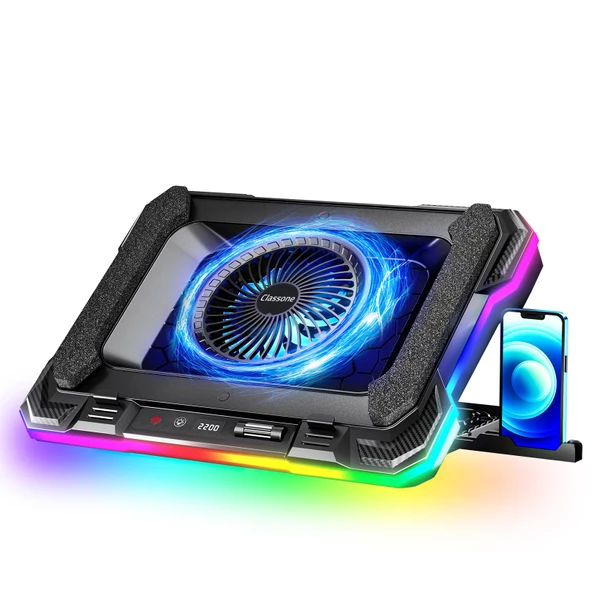 Classone GT100 Telefon Tutuculu 10 RGB Işıklı Gaming Oyuncu Laptop Soğutucu