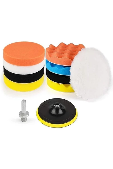 Pasta Cila Polisaj Süngeri Seti 115mm Matkap Uyumlu Pasta Cila Parlatma Pedi Seti 11 Parça - 2