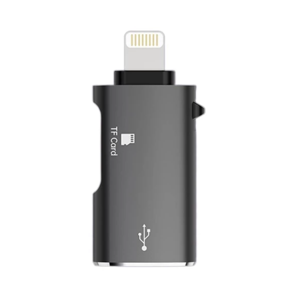 Polham İphone Lightning Girişli Hafıza Kart ve USB Okuyucu Adaptör, 1x TF Kart ve 1X USB Çevirici