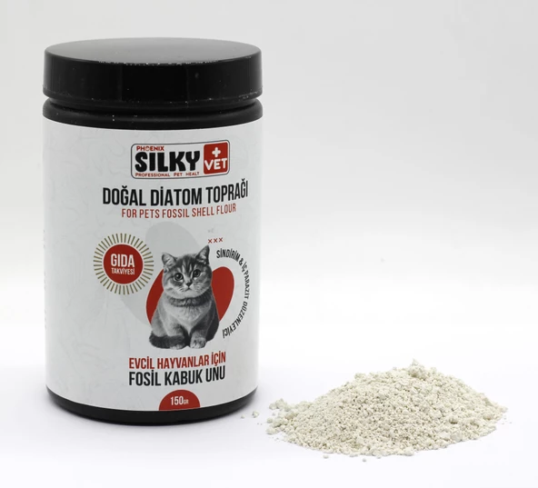 SILKY Vet+ - Kediler için Doğal Diatom Toprağı Gıda Takviyesi (150gr) - 2