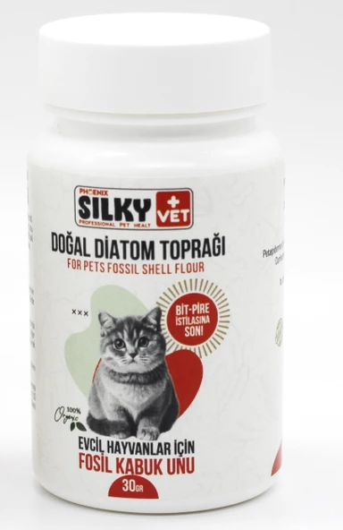 Silky Vet+ - Kediler için Bit-Pire-vb. Parazit engelleyici Doğal Diatom Toprağı  -  (30gr) - 2