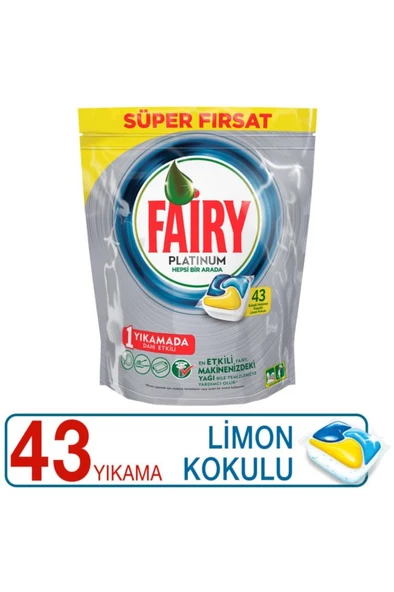 Fairy Platinum Bulaşık Makinesi Deterjanı Kapsülü Limonlu 43'lü