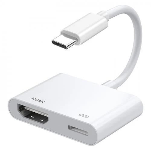 Polham Type C To 1x Type C ve 1x 4K HDMİ Girişli Çevirici Adaptör. İphone 15,Macbook Uyumlu HDMİ Çevirici