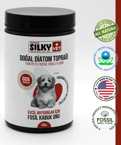 SILKY Vet+ - Köpekler için Doğal Diatom Toprağı Gıda Takviyesi (150gr)