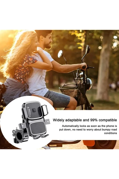 Bisiklet Motosiklet ve Scooter için Dikiz Aynası Uyumlu Telefon Tutucu 360 Derece Dönebilen ZR658 - Resim 5
