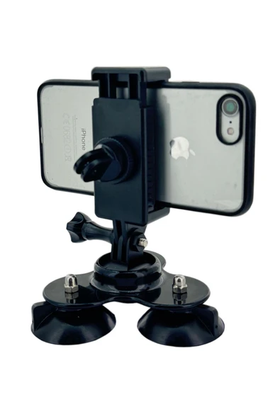 Tripod Vantuz Tutucu Araç İçi Telefon Aksiyon Kamera Tutucu Sunroof ABS Üç Katlı Vantuzlu Holder - 2