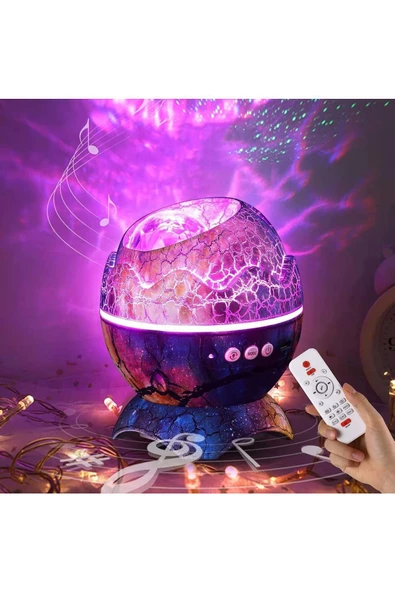 Dinozor Yumurtası Gece Masa Lambası Bluetooth Hoparlör Led Lamba Galaxy Projektör Led Işık K890 Mor ürün görseli