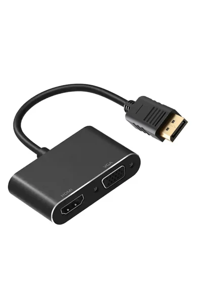 Çoklayıcı Adaptör 2 in 1 Displayport to VGA HDMI Kasa Bilgisayar uyumlu Çevirici 2in1 ZR723 - Resim 2