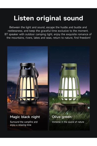 Hoco Kamp ışığı Tasarımlı 5.3 Bluetooth Hoparlör Taşınabilir Speaker 3600mAh Güçlü Batarya BS61 - 3