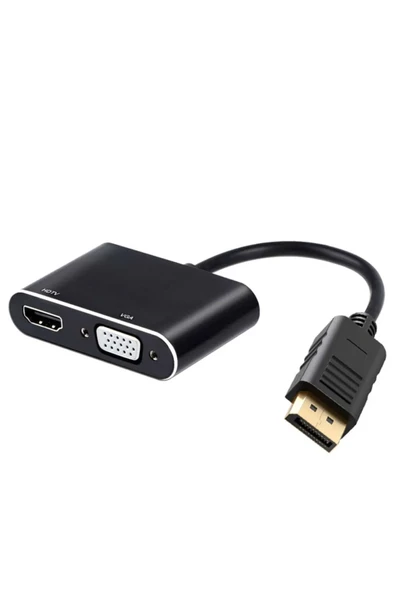 Çoklayıcı Adaptör 2 in 1 Displayport to VGA HDMI Kasa Bilgisayar uyumlu Çevirici 2in1 ZR723 - Resim 3