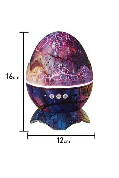 Dinozor Yumurtası Gece Masa Lambası Bluetooth Hoparlör Led Lamba Galaxy Projektör Led Işık K890 Mor - Resim 7