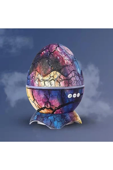 Dinozor Yumurtası Gece Masa Lambası Bluetooth Hoparlör Led Lamba Galaxy Projektör Led Işık K890 Mor - Resim 4