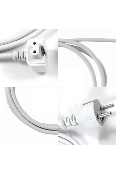 Macbook Şarj Adaptörü Uzatma Kablosu 1.8m Toprak Korumalı, TR Fiş, Galvanizli Kalaylı Kablo - Resim 3
