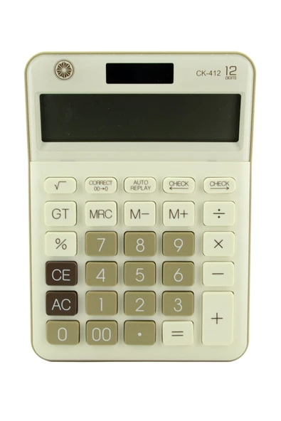 112 Steps Check ile 12 Haneli Geniş Ekranlı, Yumuşak Tuş Takımlı Hesap Makinesi CK-412 Kahverengi ürün görseli