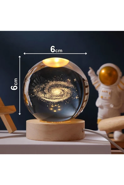 Cam Küre Işıklı Masaüstü Aydınlatma Oda Ve Salon Gece Lambası Dekoratif 6cm X 6cm Milky Way - Resim 2