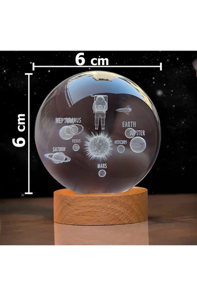 Cam Küre Işıklı Masaüstü Aydınlatma Oda Ve Salon Gece Lambası Dekoratif 6cm X 6cm - 2