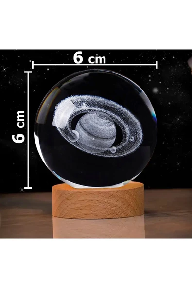 Cam Küre Işıklı Masaüstü Aydınlatma Oda Ve Salon Gece Lambası Dekoratif 6cm X 6cm - 2