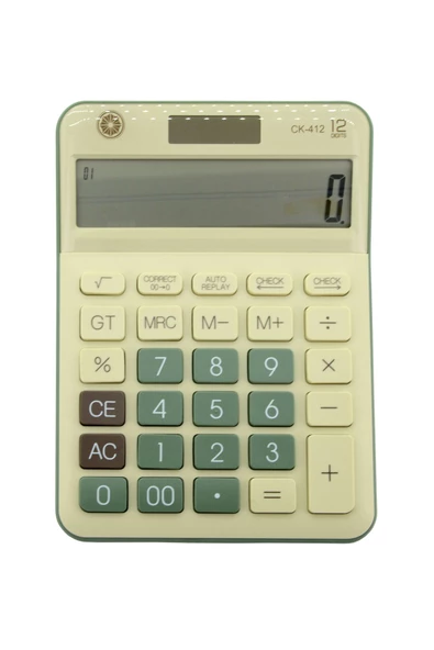 112 Steps Check ile 12 Haneli Geniş Ekranlı, Yumuşak Tuş Takımlı Hesap Makinesi CK-412 Turkuaz ürün görseli
