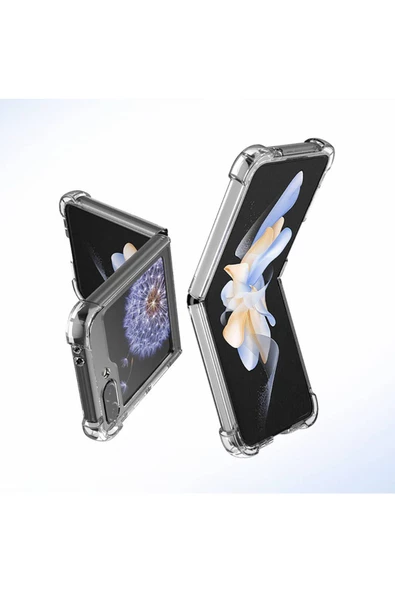 Galaxy Z Flip 6 ile uyumlu Şeffaf Tasarım Nitro Anti Shock Köşeli Air-bag Premium Koruma ürün görseli