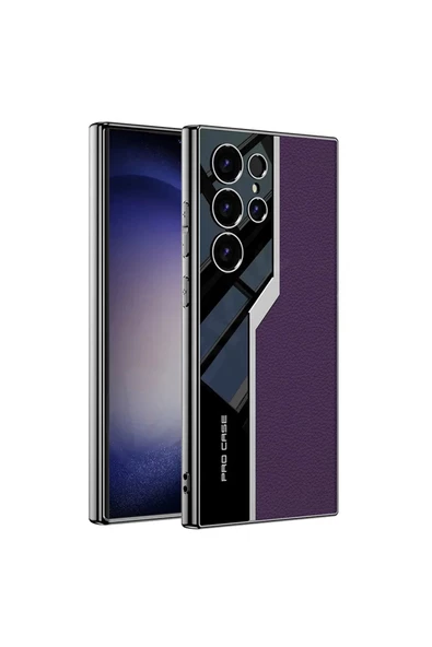 Galaxy S24  ile uyumlu Lüks Metal Görünümlü Kamera Koruma Carbon MagSafe ile uyumlu
