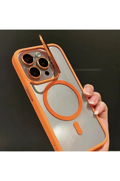 iPhone 15 ile uyumlu Kamera Lens Hediyeli Stand Olabilen Magsafe ile uyumlu Adventure Magnetic - 4