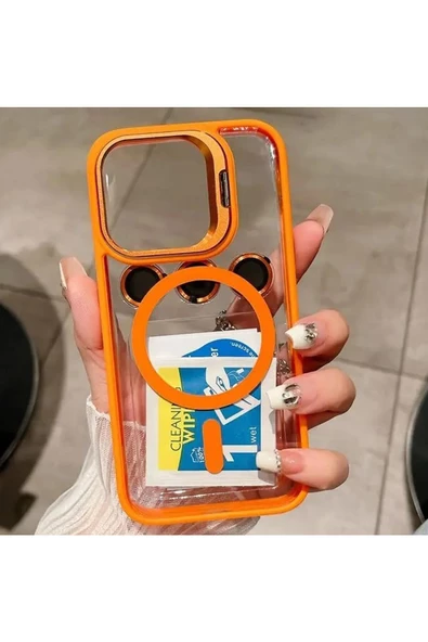iPhone 14 ile uyumlu Kamera Lens Hediyeli Stand Olabilen Magsafe ile uyumlu Adventure Magnetic