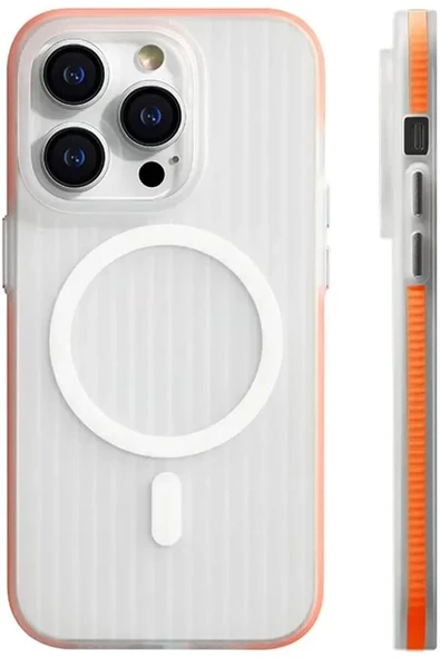 iPhone 14 Pro ile uyumlu Kılıf Kamera Korumalı Magsafe ile uyumlu Şeffaf Transparan Tırtıklı Kılıf