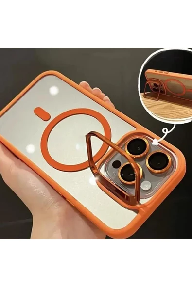 iPhone 15 Pro ile uyumlu Kamera Lens Hediyeli Stand Olabilen Magsafe ile uyumlu Adventure Magnetic - 3