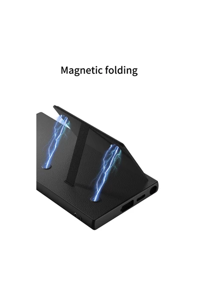 Galaxy S24 ile uyumlu Kartlıklı Standlı Suni Deri Magnetic özellikli MagSafe ile uyumlu Case - Resim 2