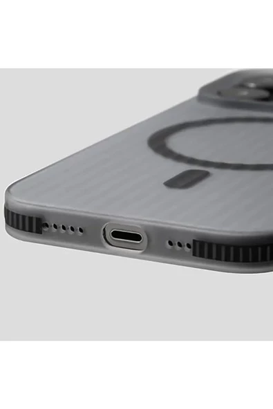 iPhone 15 Pro Max ile uyumlu Kılıf Kamera Korumalı Magsafe uyumlu Şeffaf Transparan Tırtıklı Kılıf - Resim 4