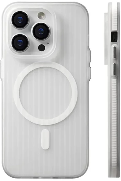 iPhone 14 Pro Max ile uyumlu Kılıf Kamera Korumalı Magsafe uyumlu Şeffaf Transparan Tırtıklı Kılıf