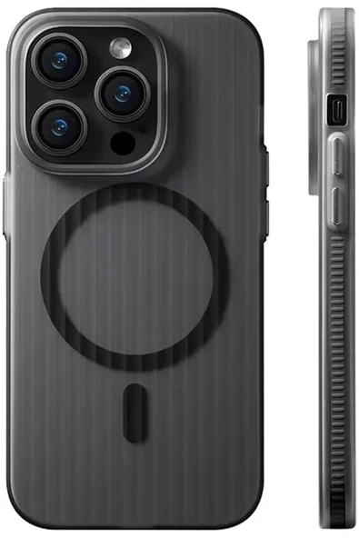 iPhone 15 Pro Max ile uyumlu Kılıf Kamera Korumalı Magsafe uyumlu Şeffaf Transparan Tırtıklı Kılıf ürün görseli