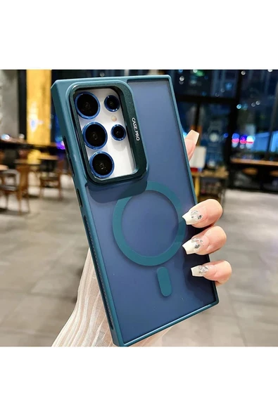 Galaxy S24 Ultra ile uyumlu Kamera Lens Aparatlı Stand Olabilen Magsafe ile uyumlu Color Magnetic ürün görseli