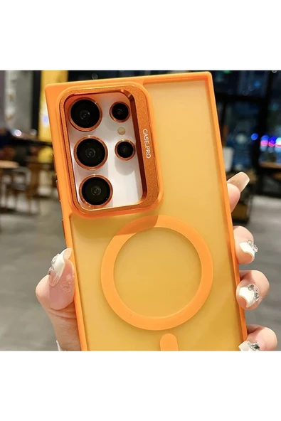 Galaxy S24 Ultra ile uyumlu Kamera Lens Aparatlı Stand Olabilen Magsafe ile uyumlu Color Magnetic - Resim 4