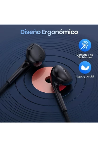 Type-C Kablolu Siyah Renk USB C Uyumlu Telefonlar için  Mikrofonlu Kulakiçi Kulaklık AUT124-E - Resim 4