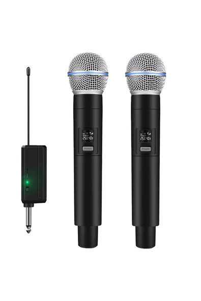 Kablosuz Karaoke Çift Mikrofon 6.35mm Sahne Performansı Partiler Aktiviteler Amfi Hoparlör Için Wn06