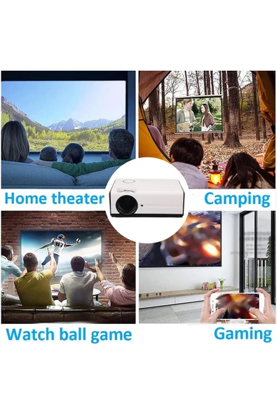 WiFi Ve Bluetooth özellikli Mini Projektör, Dış Mekan Ev Sineması HDMI, USB Bağlantı Noktaları T01 - Resim 4