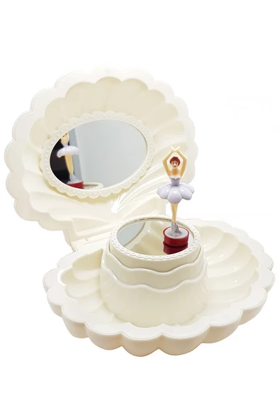 Hareketli Balerinli Deniz Kabuğu Aynalı Takı ve Müzik Kutusu ürün görseli