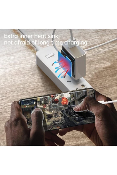 Type-C Kablolu Hızlı Şarj Cihazı Duvar Şarj Cihazı USB Çıkışlı Tablet ve Telefon Şarj Aleti TRW420 - Resim 5