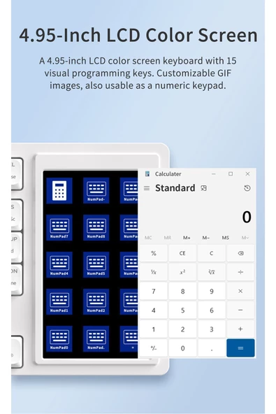 Ajazz Akp815 %75 Low Profile Mekanik Klavye 4.33'' Led Dokunmatik Ekran Programlanabilir Rgb Gasket - 2